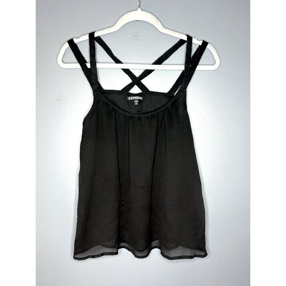Express Lightweight Blouse Tank Top Sheer Women's Size M Black Whimsigoth Witchy - Picture 12 of 13